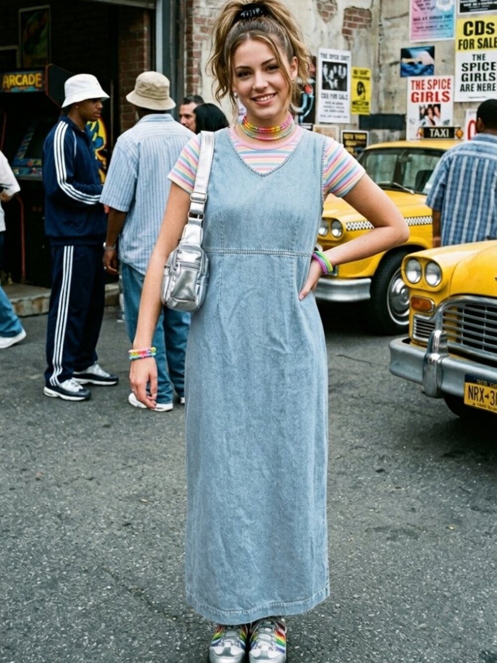 Sleeveless Blue Denim Chambray 100% Cotton Midi Maxi Zip Dress 10 Y2k Spring